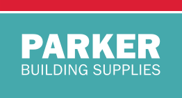 A teal logo with white text reads "Parker Building Supplies" in bold and regular fonts, with a red stripe at the top.